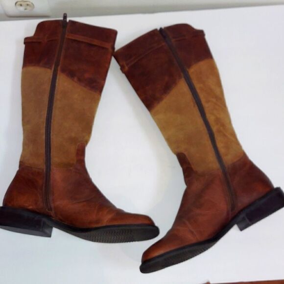 Matisse Leather Suede Tan Buckle Riding Boots Sz 7 - Picture 5 of 11